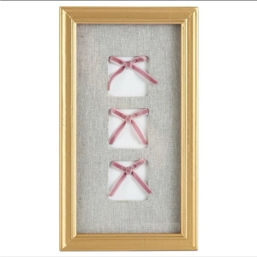 Pink 3 Bow Framed Wall Art Gold - Home Decor Collection-Walmart